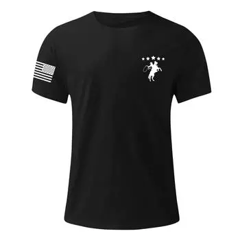 Мужская модная повседневная футболка с круглым вырезом и коротким рукавом с принтом «День независимости» XXL чёрный