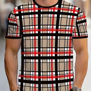 Мужская модная повседневная футболка с круглым вырезом и 3D-геометрическим принтом, 100% полиэстер, трикотажная ткань стандартного кроя с небольшой эластичностью S