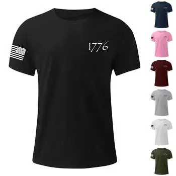 Мужская модная повседневная футболка с круглым вырезом и коротким рукавом с принтом «День независимости» L