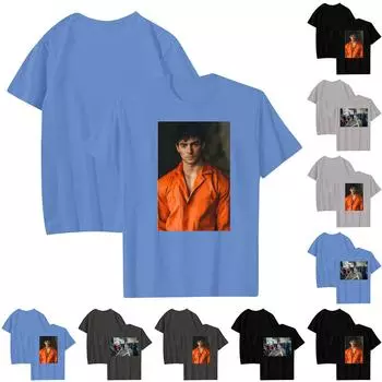 Мужская модная повседневная футболка с принтом, пуловер с круглым вырезом, топ с короткими рукавами L бежевый