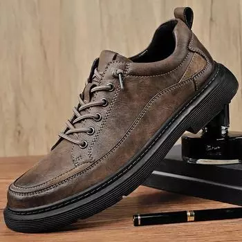 Мужская модная повседневная кожаная обувь Модельные туфли 39 чёрный