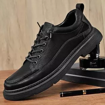 Мужская модная повседневная кожаная обувь Модельные туфли 43 чёрный