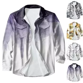 Мужская модная повседневная куртка-кардиган с пуговицами и лацканами с длинными рукавами и принтом XXXXL чёрный