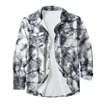 Мужская модная повседневная куртка-кардиган с пуговицами и лацканами с длинными рукавами и принтом XXXXL чёрный