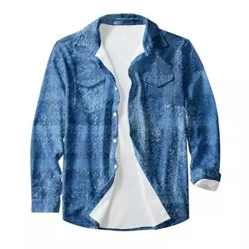 Мужская модная повседневная куртка-кардиган с пуговицами и лацканами с длинными рукавами и принтом XXXXL коричневый