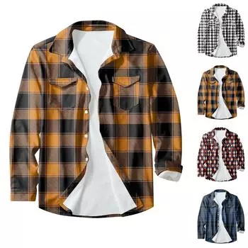 Мужская модная повседневная куртка-кардиган с пуговицами и лацканами с длинными рукавами и принтом L чёрный