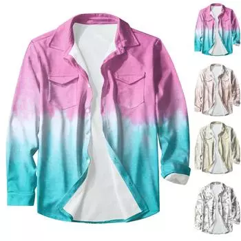 Мужская модная повседневная куртка-кардиган с пуговицами и лацканами с длинными рукавами и принтом XL