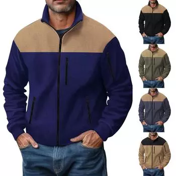 Мужская модная повседневная куртка с длинными рукавами и лацканами на молнии L армия зеленый