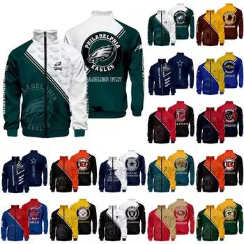 Мужская модная повседневная куртка с принтом команды регби L армия зеленый