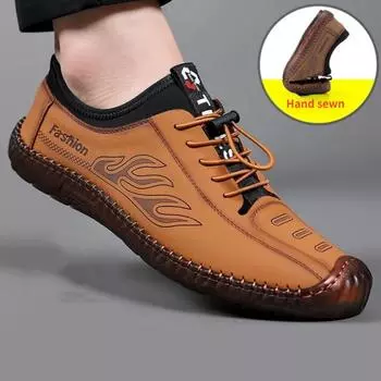 Мужская модная повседневная обувь без шнуровки на мягкой подошве, уличная мужская обувь, универсальные полусезонные ботинки, мужская одинарная обувь 39 коричневый