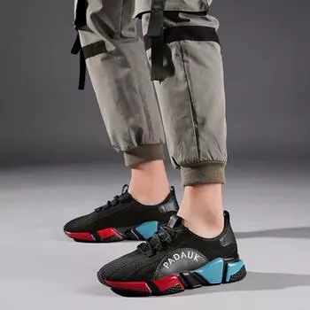 Мужская модная повседневная обувь Falt Sport в полоску в сетку и пэчворк Sagit 41 чёрный