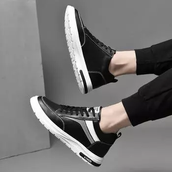 Мужская модная повседневная обувь Кожаные туфли Белые кроссовки Дышащие кроссовки для отдыха Мужская нескользящая обувь Мужская обувь 37 чёрный