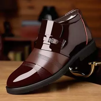 Мужская модная повседневная обувь, непромокаемая зимняя обувь, зимняя обувь, обувь на плоской подошве, сохраняет тепло, мужская кожаная обувь 39 чёрный