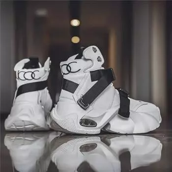 Мужская модная повседневная обувь с высоким берцем: Толстая подошва, нескользящие, прочные спортивные и рабочие кроссовки для пап 44