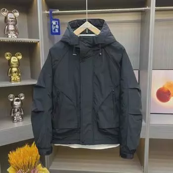 Мужская модная повседневная однотонная куртка с капюшоном 2024 года XL