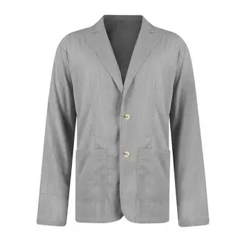 Мужская модная повседневная однотонная откидная куртка средней длины с длинными рукавами и обычным лоскутным принтом XL серый