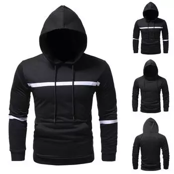 Мужская модная повседневная пуловер с длинным рукавом с капюшоном, верхняя блузка L белый