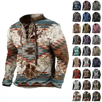 Мужская модная повседневная рубашка с длинным рукавом и принтом в стиле ретро, верхняя блузка XXXL бежевый