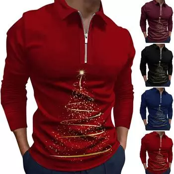 Мужская модная повседневная рубашка с длинными рукавами и лацканами с рождественским принтом, топы, блузки M красный