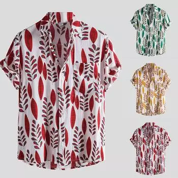 Мужская модная повседневная рубашка с короткими рукавами и принтом Hawaii Vacation XXXL красный
