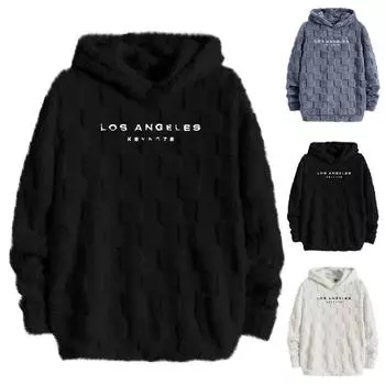 Мужская модная повседневная свободная толстовка с круглым вырезом и длинным рукавом с капюшоном L чёрный