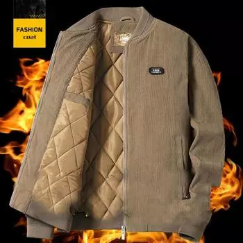 Мужская модная повседневная теплая вельветовая верхняя одежда, мужская толстая хлопковая куртка, пальто большого размера, новая осенне-зимняя куртка со стоячим воротником XXXL чёрный