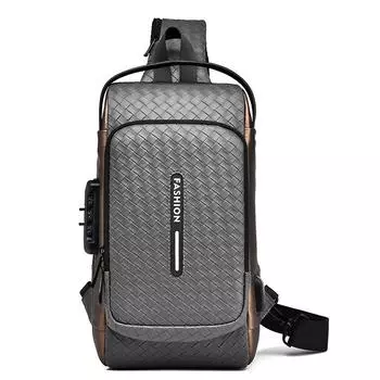 Мужская модная повседневная тканая сумка-слинг, большая вместительная нагрудная сумка, водонепроницаемая спортивная велосипедная сумка на одно плечо из искусственной кожи