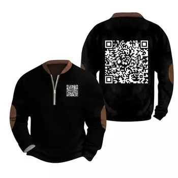 Мужская модная повседневная толстовка с капюшоном, свободным длинным рукавом и воротником-молнией с забавным принтом L чёрный