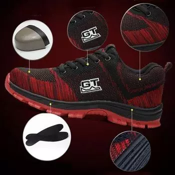 Мужская модная повседневная защитная обувь 35–48, дышащие рабочие ботинки со стальным носком, походная обувь для скалолазания 48 синий