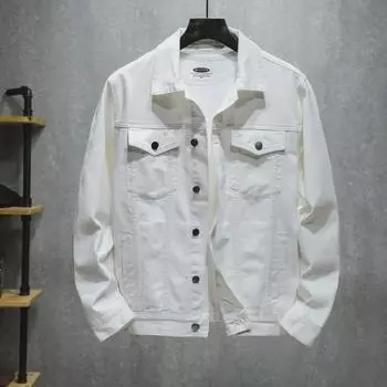 Мужская модная приталенная джинсовая куртка - повседневный корейский стиль для весны и осени 2XL чёрный