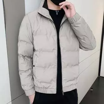 Мужская модная пуховая куртка 2023, зимняя повседневная короткая мужская куртка с воротником-стойкой на белом утином пуху XXXXXL чёрный