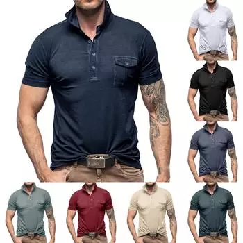 Мужская модная рубашка с цветным блоком и воротником, повседневный топ с короткими рукавами L бежевый