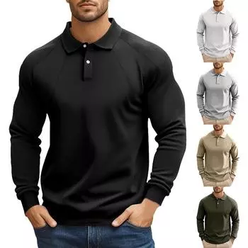 Мужская модная рубашка с цветными блоками с лацканами, повседневный топ с длинным рукавом L армия зеленый