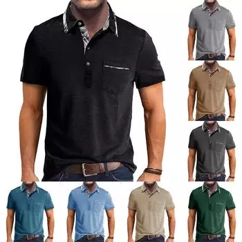 Мужская модная рубашка с цветными блоками с лацканами, повседневный топ с длинным рукавом XL