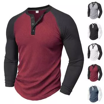 Мужская модная рубашка с цветными блоками с лацканами, повседневный топ с длинным рукавом XXL чёрный