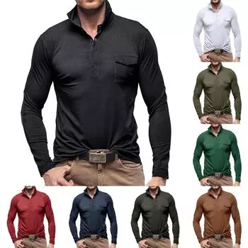 Мужская модная рубашка с цветными блоками с лацканами, повседневный топ с длинным рукавом L