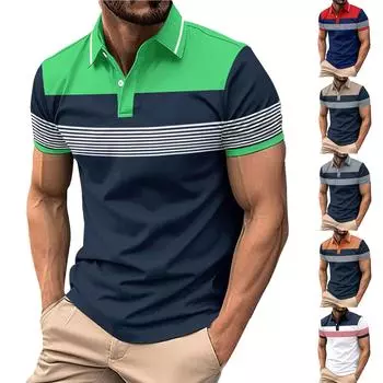 Мужская модная рубашка с цветными блоками с лацканами, повседневный топ с длинным рукавом XXL