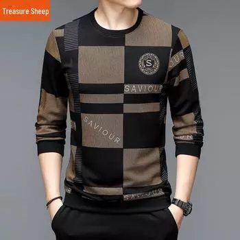 Мужская модная рубашка с длинным рукавом для среднего возраста, весна/осень, многослойная 105/M95-115 catties