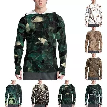 Мужская модная рубашка с длинным рукавом с принтом и капюшоном SPF/UV L бежевый