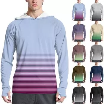 Мужская модная рубашка с длинным рукавом с принтом и капюшоном SPF/UV L бежевый