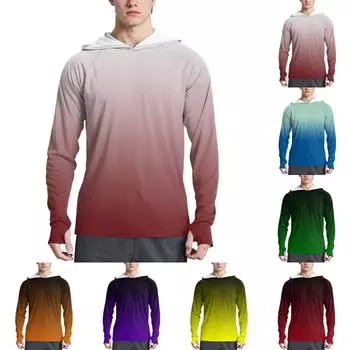 Мужская модная рубашка с длинным рукавом с принтом и капюшоном SPF/UV L армия зеленый