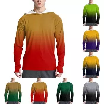 Мужская модная рубашка с длинным рукавом с принтом и капюшоном SPF/UV L чёрный