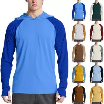 Мужская модная рубашка с длинным рукавом с принтом и капюшоном SPF/UV L коричневый