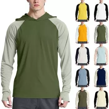 Мужская модная рубашка с длинным рукавом с принтом и капюшоном SPF/UV L бежевый