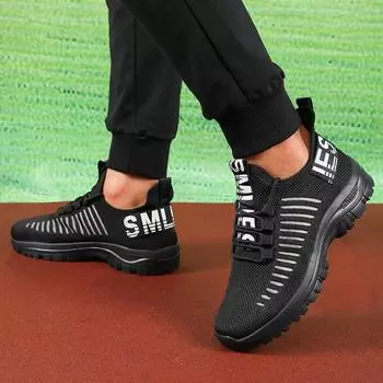 Мужская модная сетчатая обувь 2025 года, новый модный дизайн, дышащая, удобная, нескользящая подошва, плоская обувь для ходьбы на открытом воздухе со шнуровкой 36