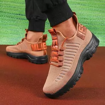 Мужская модная сетчатая обувь 2025 года, новый модный дизайн, дышащая, удобная, нескользящая подошва, плоская обувь для ходьбы на открытом воздухе со шнуровкой 36