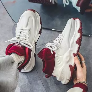 Мужская модная спортивная обувь, массивная обувь для бега, повседневная обувь для папы, увеличивающая рост 39 белый