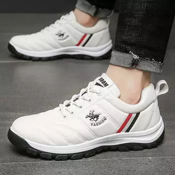 Мужская модная спортивная обувь на весну/лето, повседневная кожаная походная обувь, удобная дорожная обувь для бега с мягкой подошвой 39 белый
