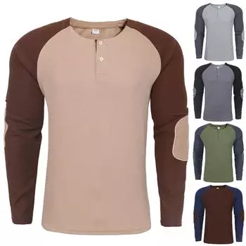 Мужская модная спортивная приталенная футболка с длинным рукавом и круглым вырезом