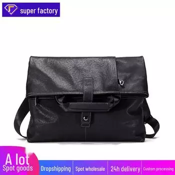 Мужская модная сумка через плечо из натуральной кожи - большая вместимость, повседневный первый слой из коровьей кожи, высококачественная сумка-мессенджер Frame 3 чёрный